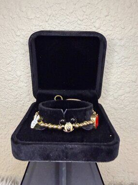 BaubleBar Disney Mickey Mouse Charm Bracelet Gold Beaded M Initial